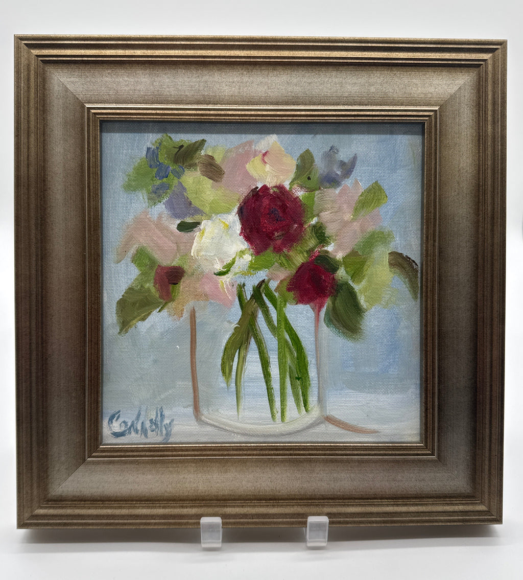 Signed Impressionist Framed Bouquet of Flowers Oil Painting by Chery Connelly