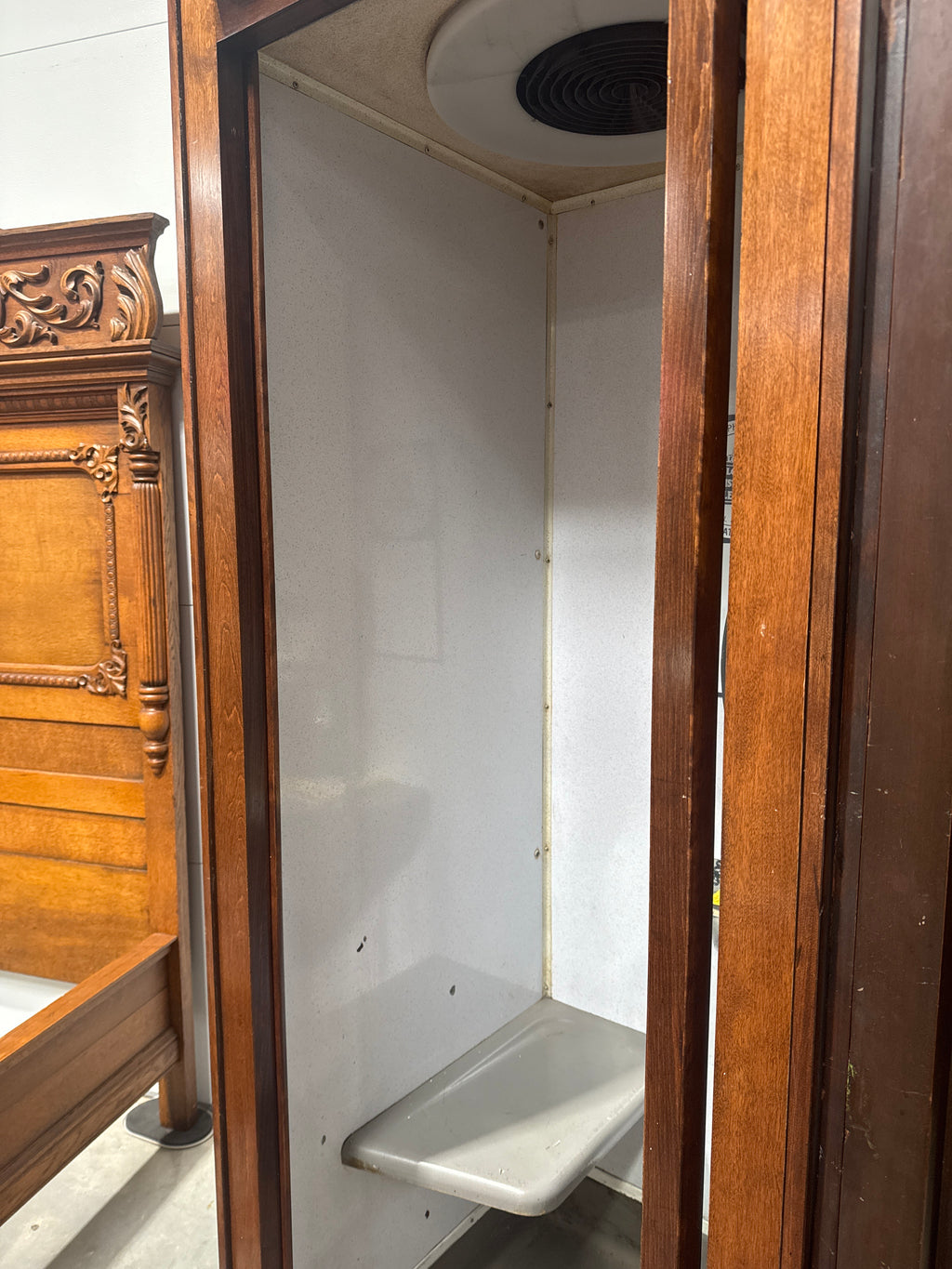 Vintage 1960's Bell System Wood Walk-In Phone Booth With Bi-Fold Doors-K