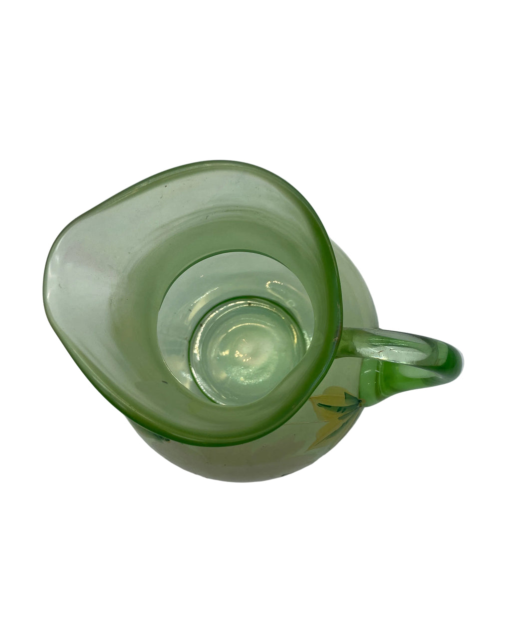 Antique Fenton Glass Hand-painted “Orchard” Cannon Ball Pitcher