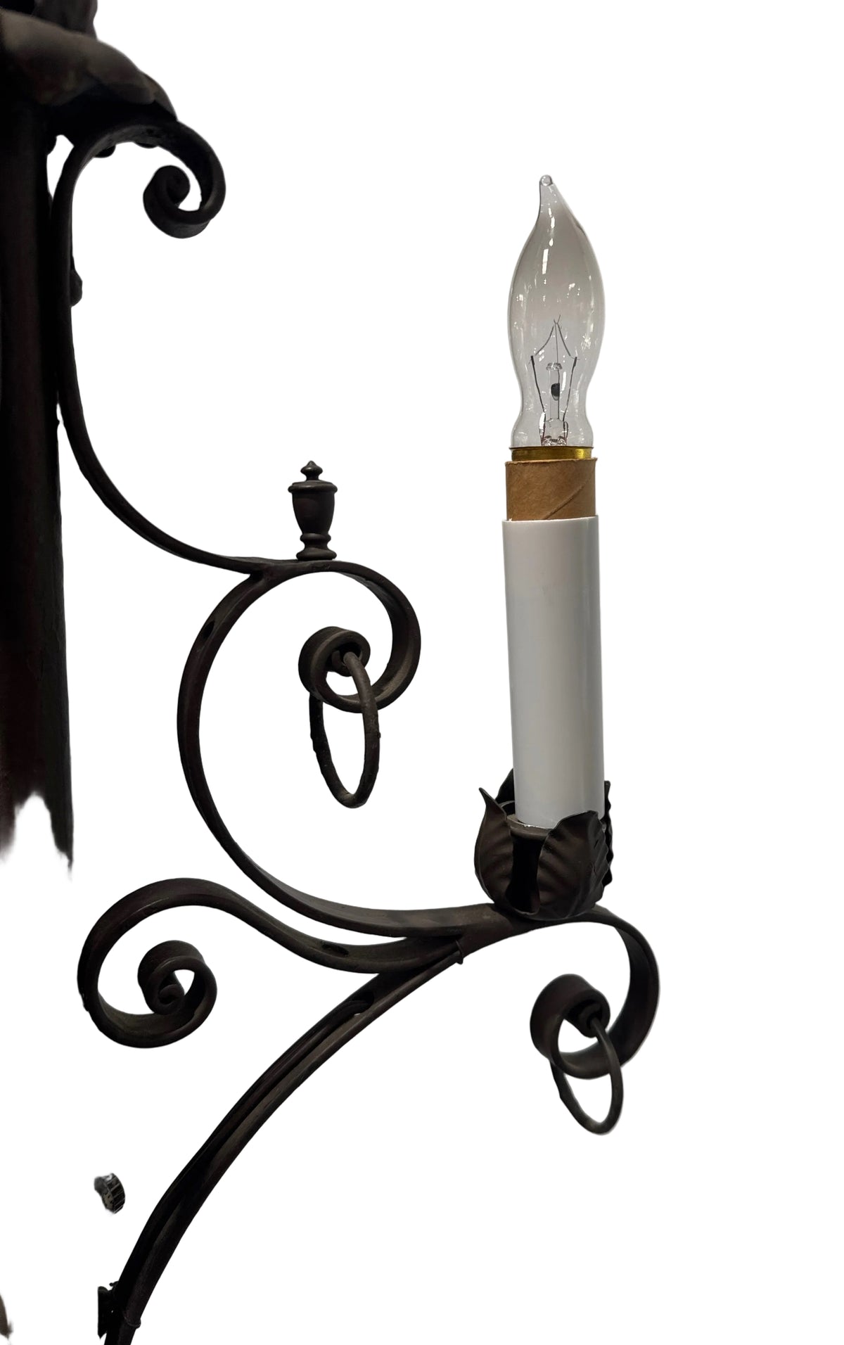 Vintage Spanish Revival Wrought Iron 4 Light Torchiere Floor Lamp