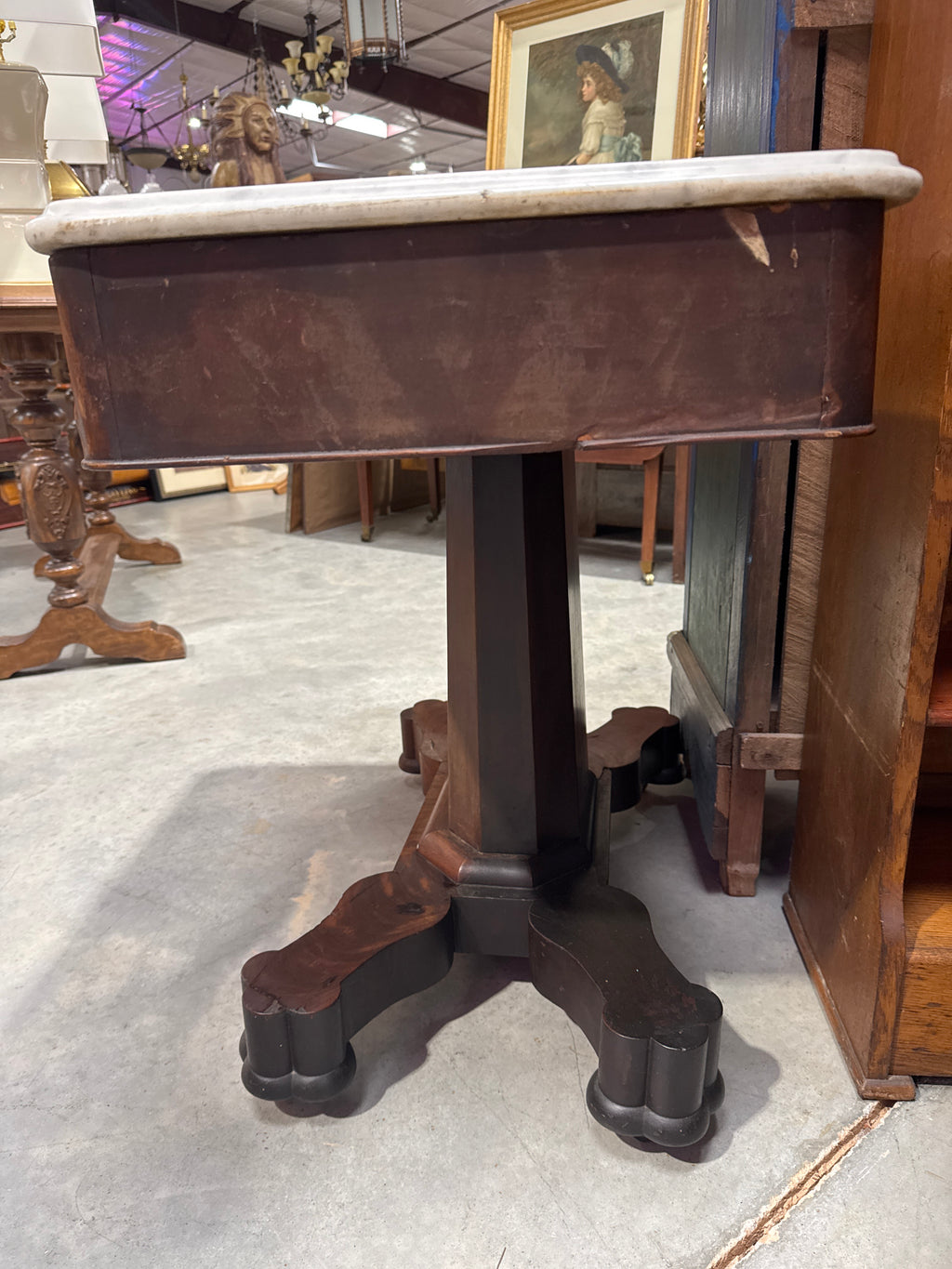 Antique Marble Top Table on Casters