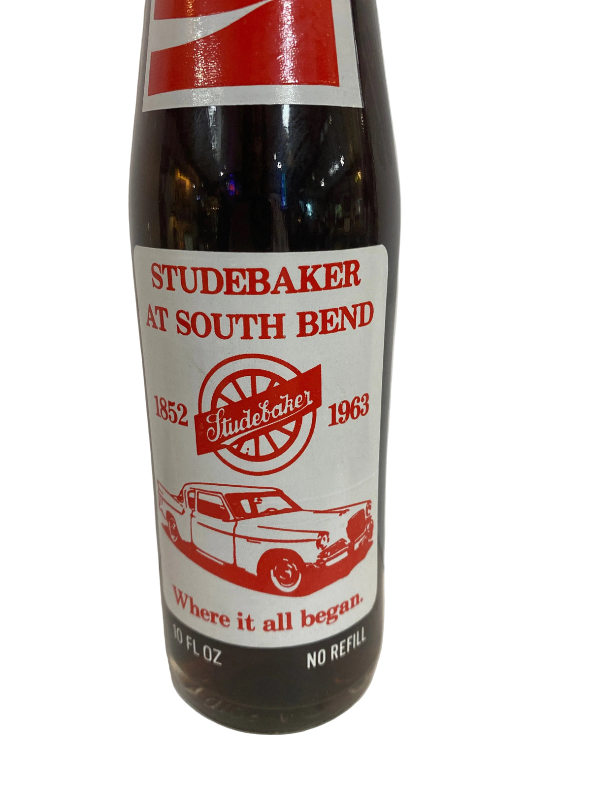1983 STUDEBAKER AT SOUTH BEND “WHERE IT ALL BEGINS” 10 oz COCA-COLA BOTTLE