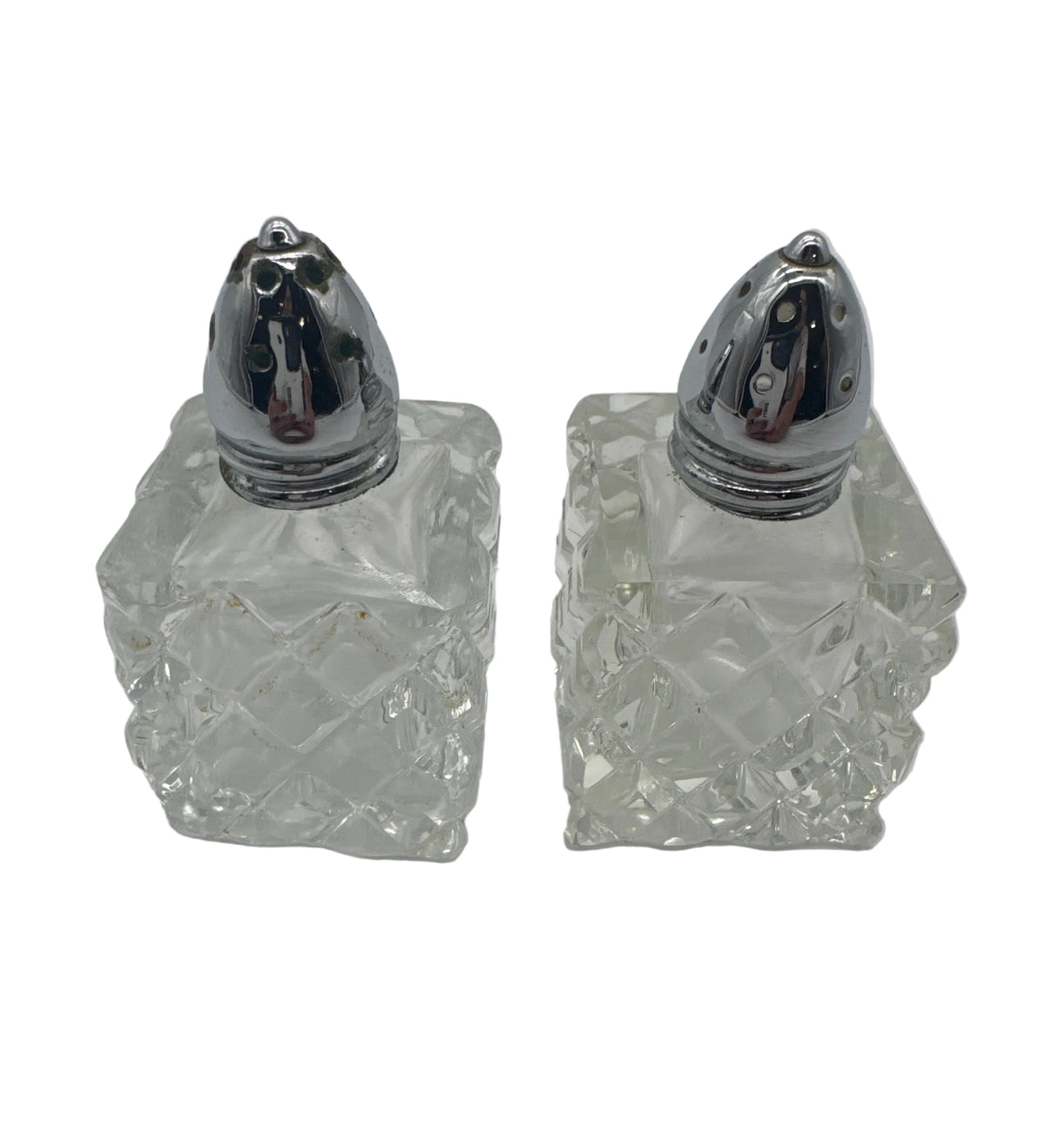 Vintage Ribbed Glass Salt & Pepper Shakers