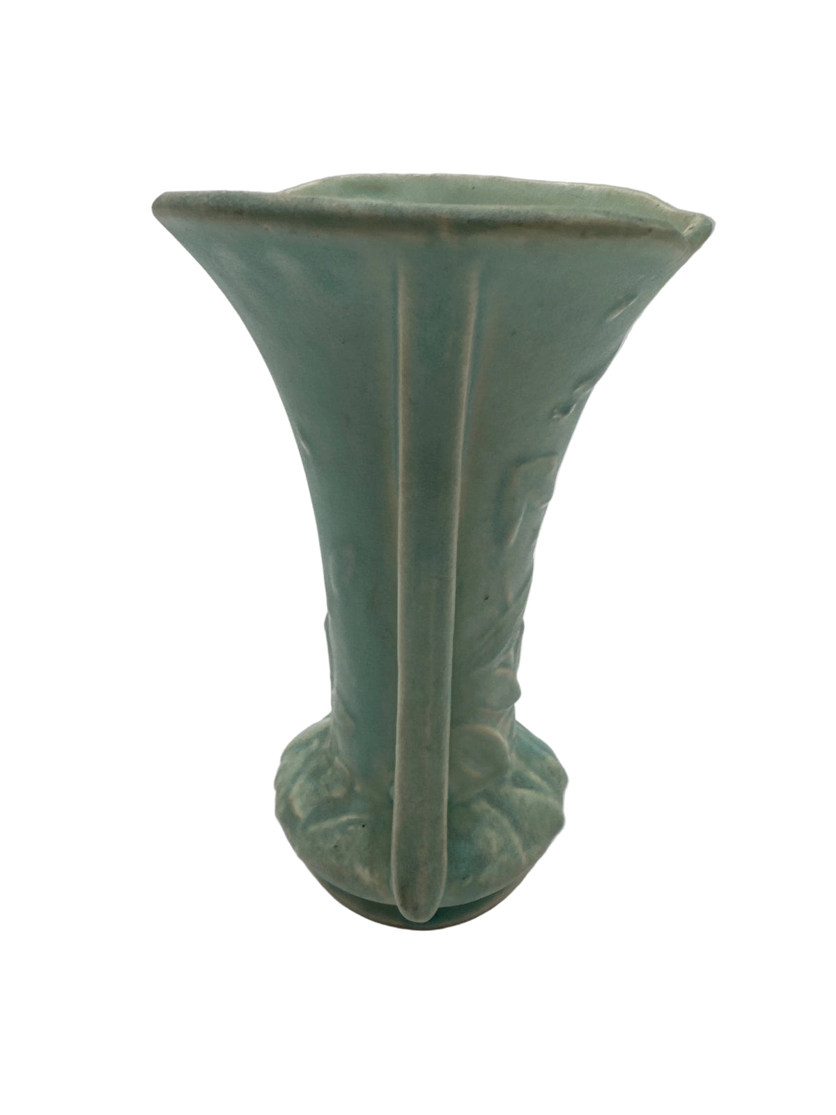 Vintage 1940’s McCoy Aqua Double Handle Pottery Vase *RARE*
