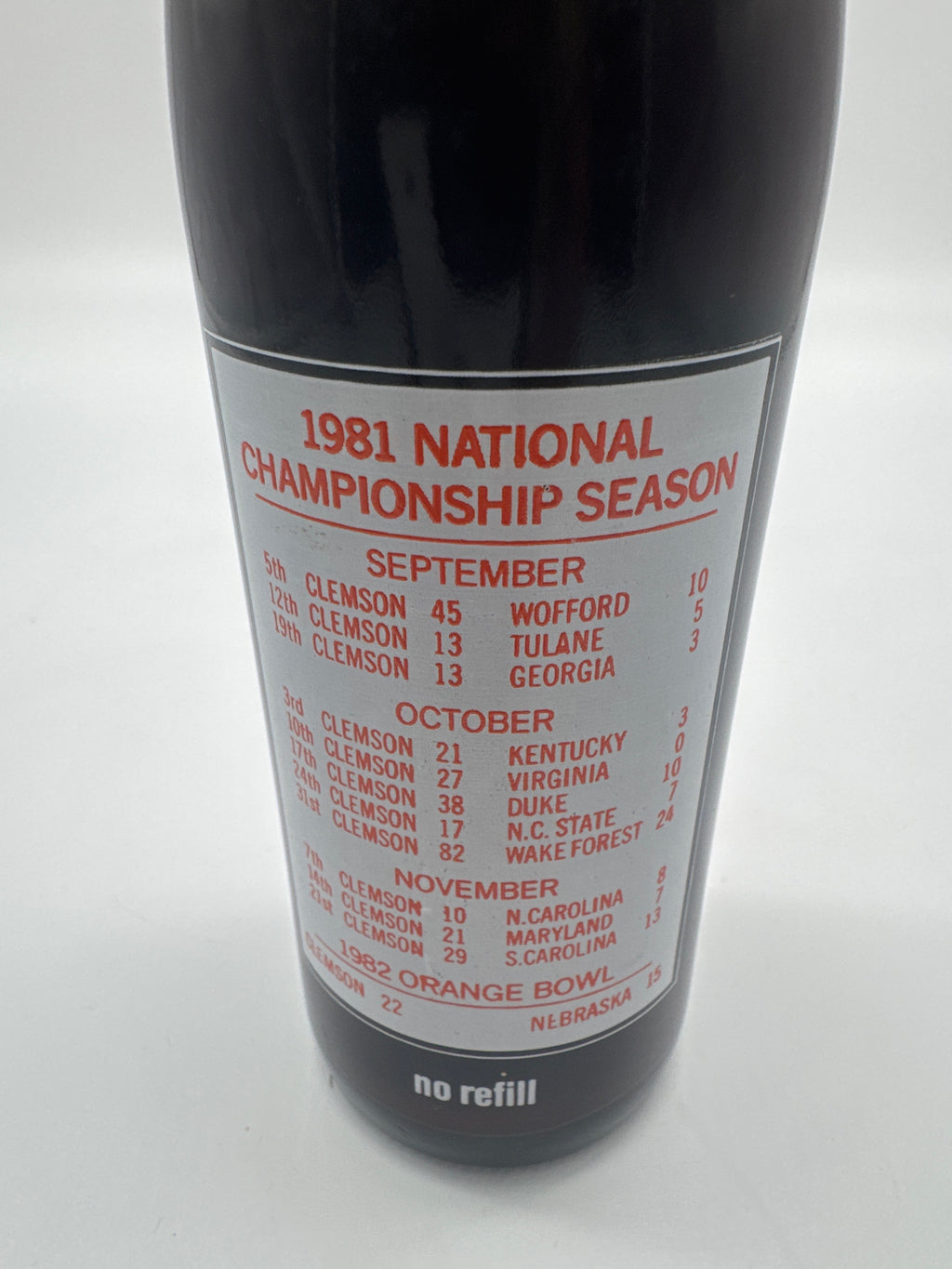 1981 CLEMSON TIGERS NATIONAL CHAMPIONS 10 oz COCA-COLA BOTTLE