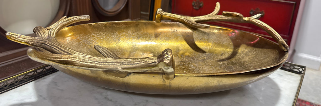 Large Antique Gold Antler Bowl