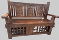 Vintage Large Hand Carved Thai “Porch” Bench with Small Storage Door Underneath-K