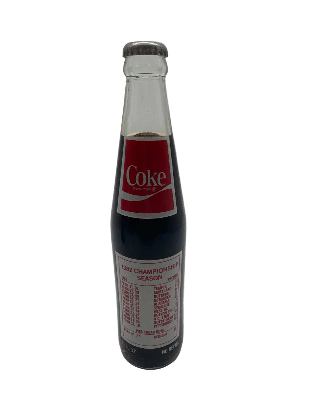 1982 Penn State Nittany Lions National Champions 10 oz Coca-Cola Bottle