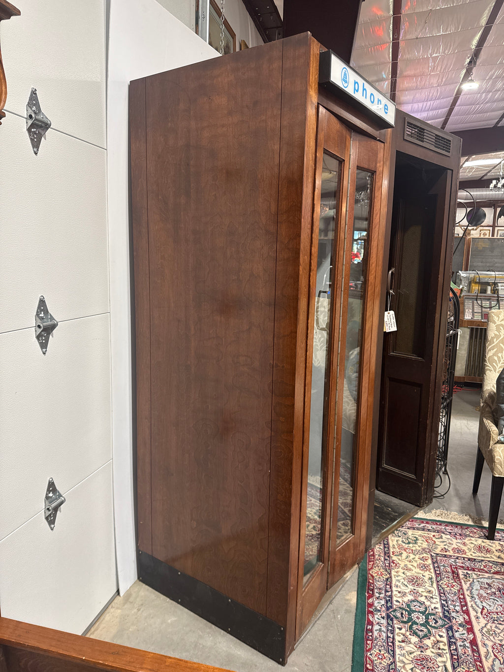 Vintage 1960's Bell System Wood Walk-In Phone Booth With Bi-Fold Doors-K
