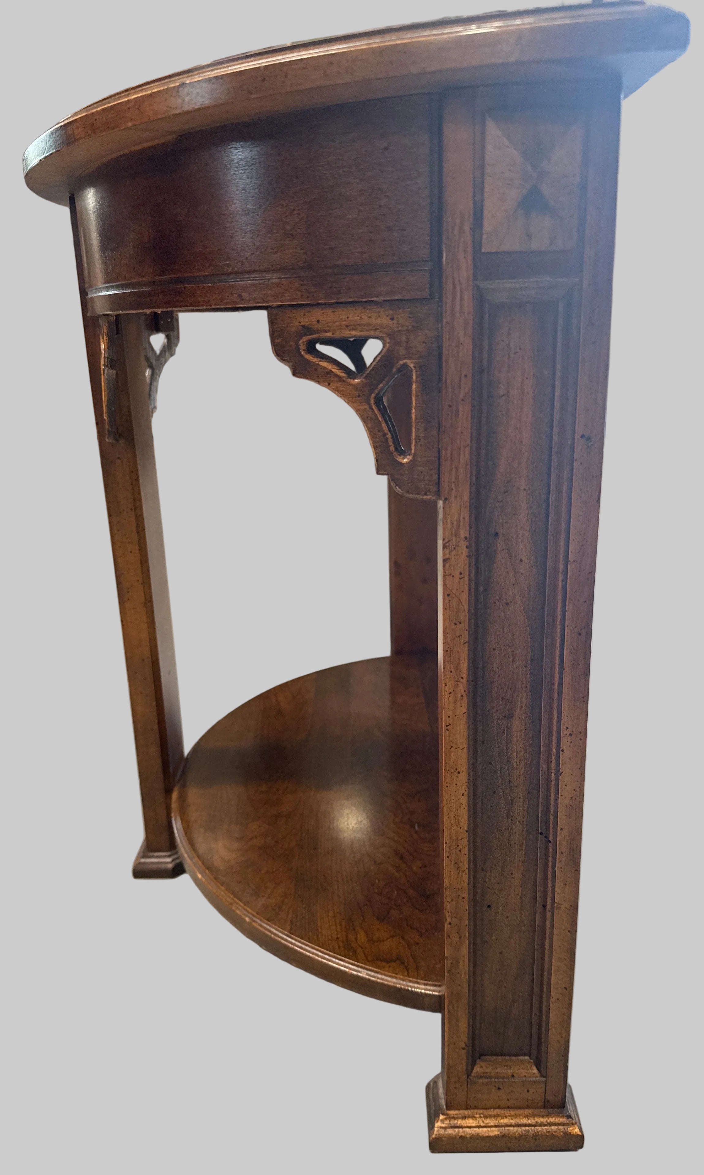 Vintage Chinese Chippendale Style Demilune Side Table
