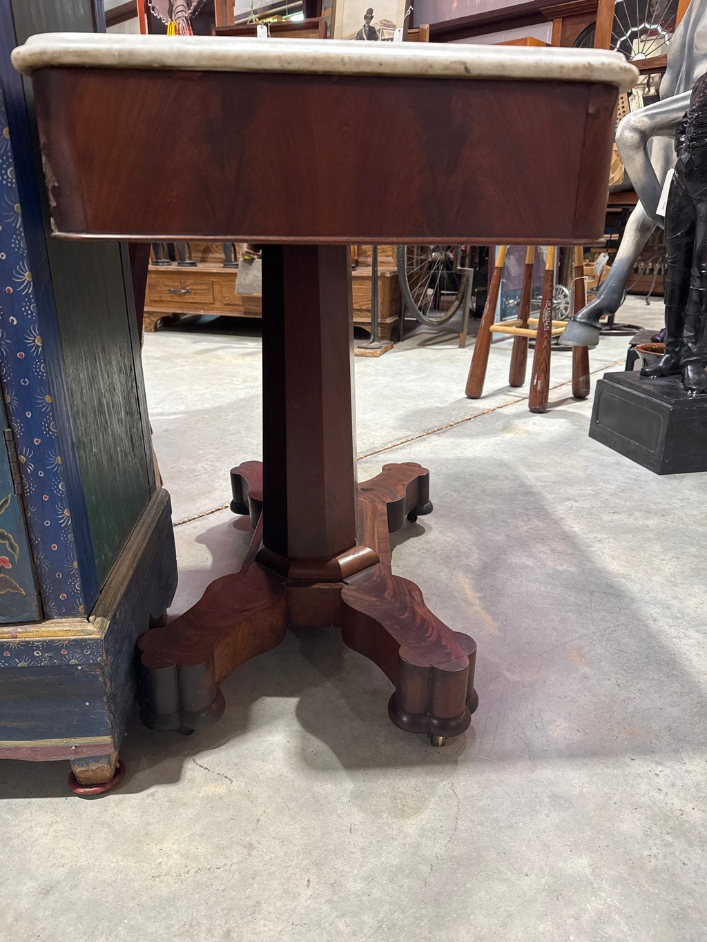 Antique Marble Top Table on Casters