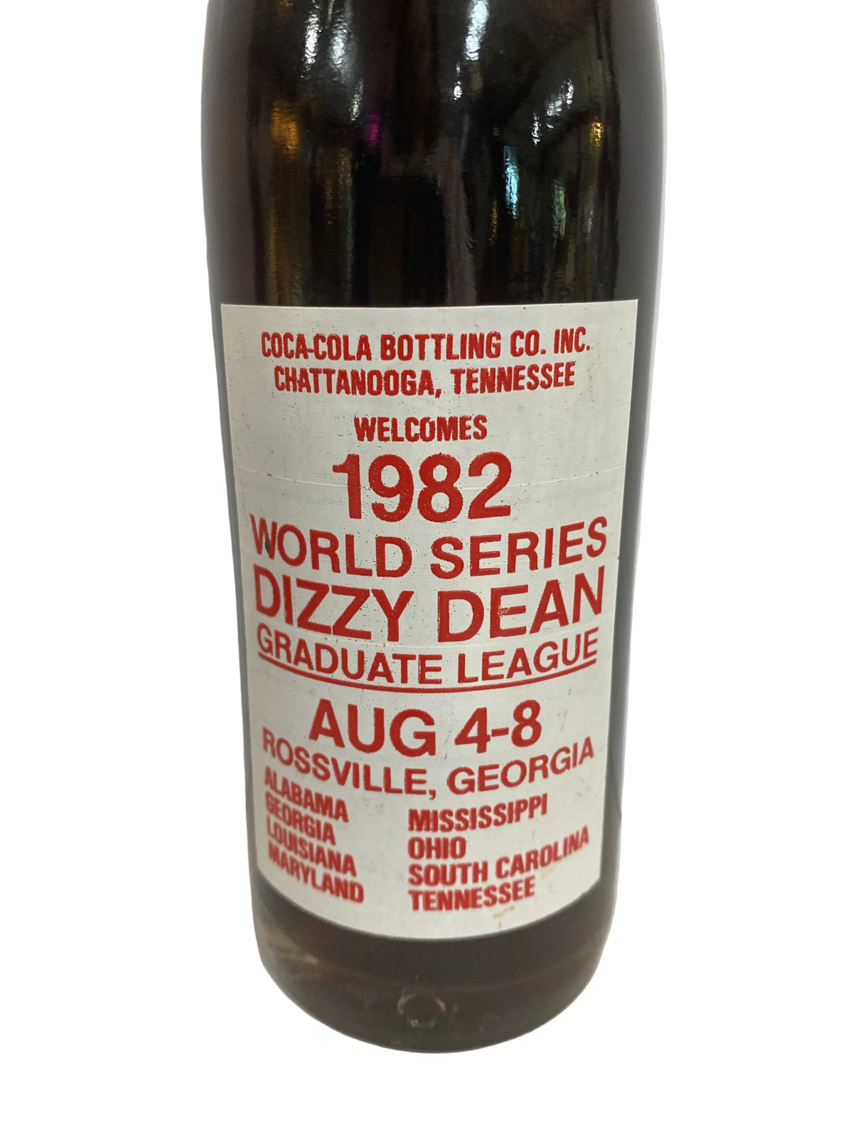 1982 Dizzy Dean World Series Graduate League Coca-Cola 10 oz Bottle