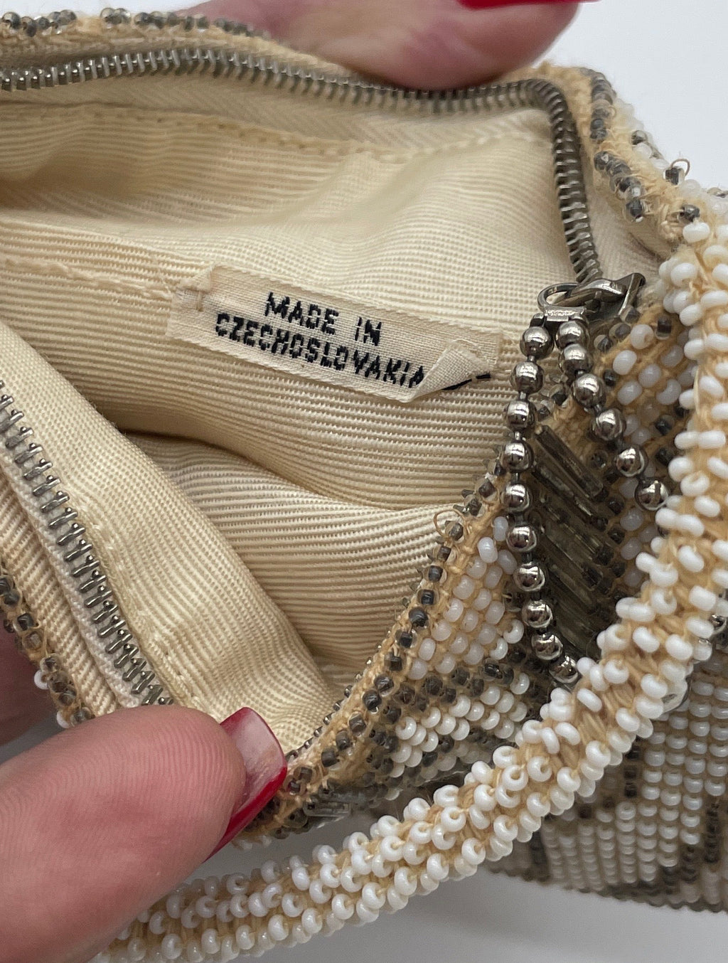 Antique Beaded Ladies Hand bag. Made in Czechoslovakia