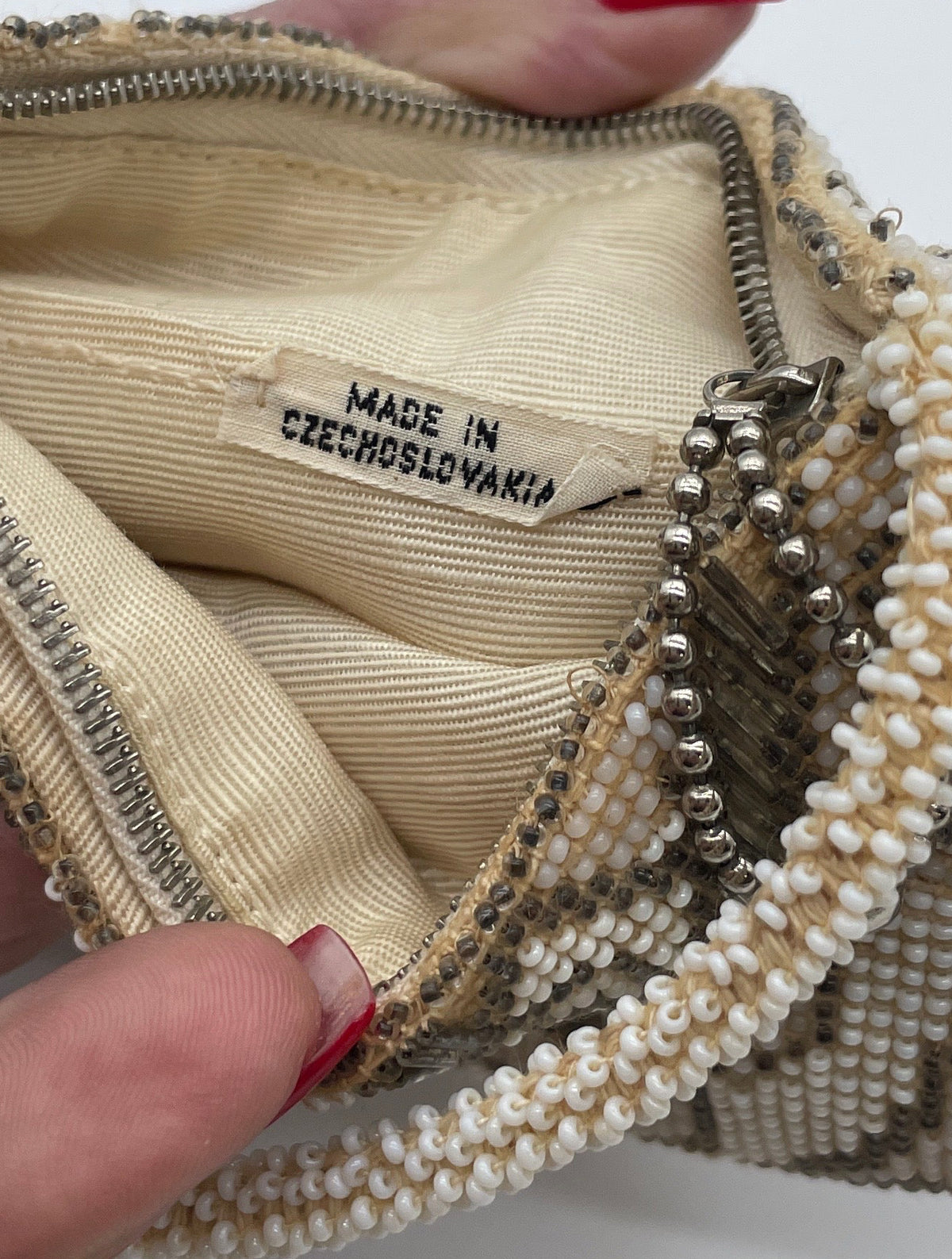 Antique Beaded Ladies Hand bag. Made in Czechoslovakia