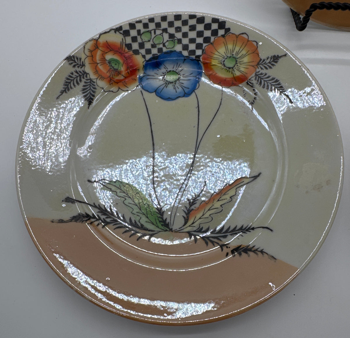 Antique Hotta Yu Shoten Porcelain Lusterware Salad Plates (3) Made in Japan