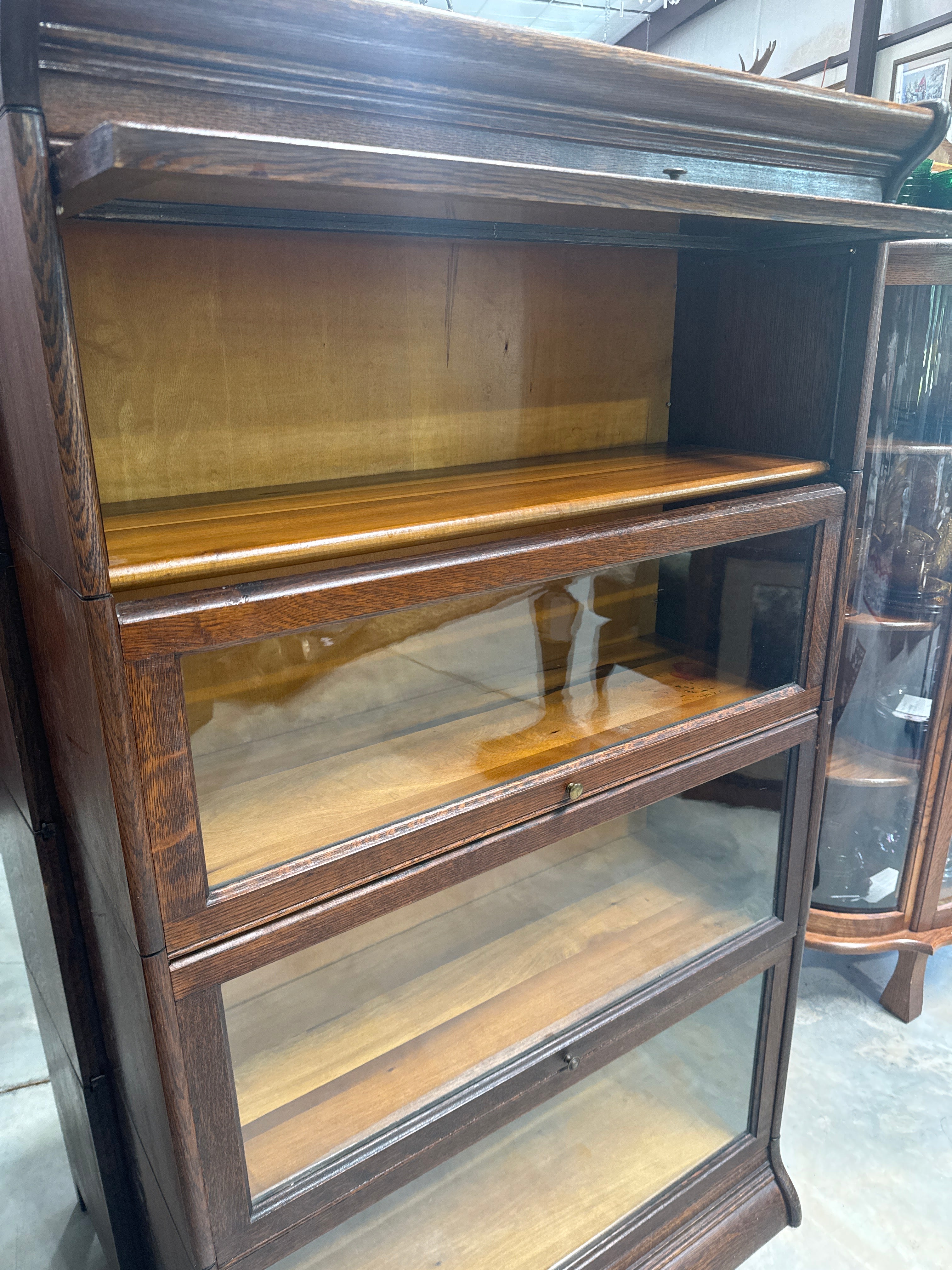 Antique Oak 4 Stack Lawyer Barrister Bookcase
