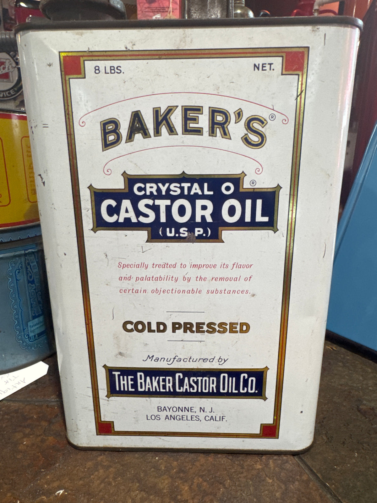 Vintage Baker’s Castor Oil (U.S.P) Metal Can