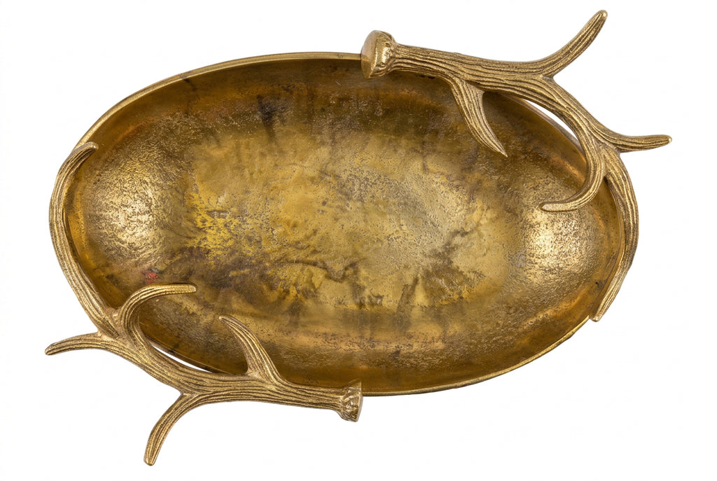 Large Antique Gold Antler Bowl