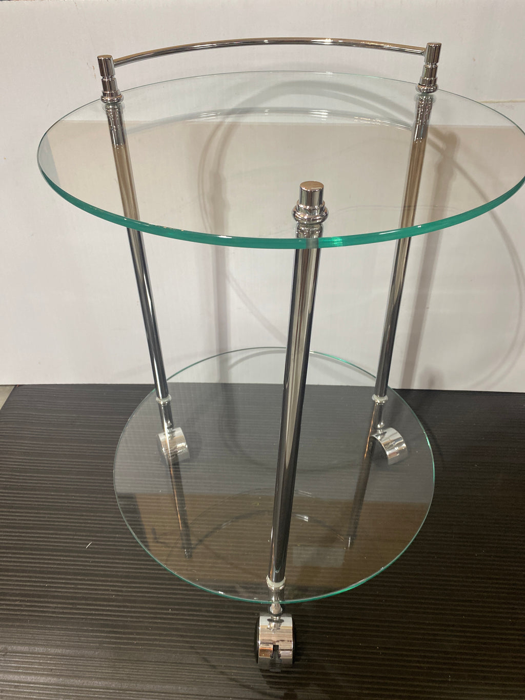Willis Frameless Silver Tone Bar Cart