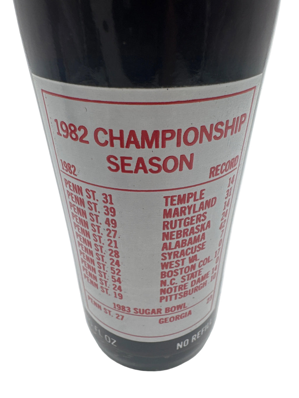 1982 Penn State Nittany Lions National Champions 10 oz Coca-Cola Bottle
