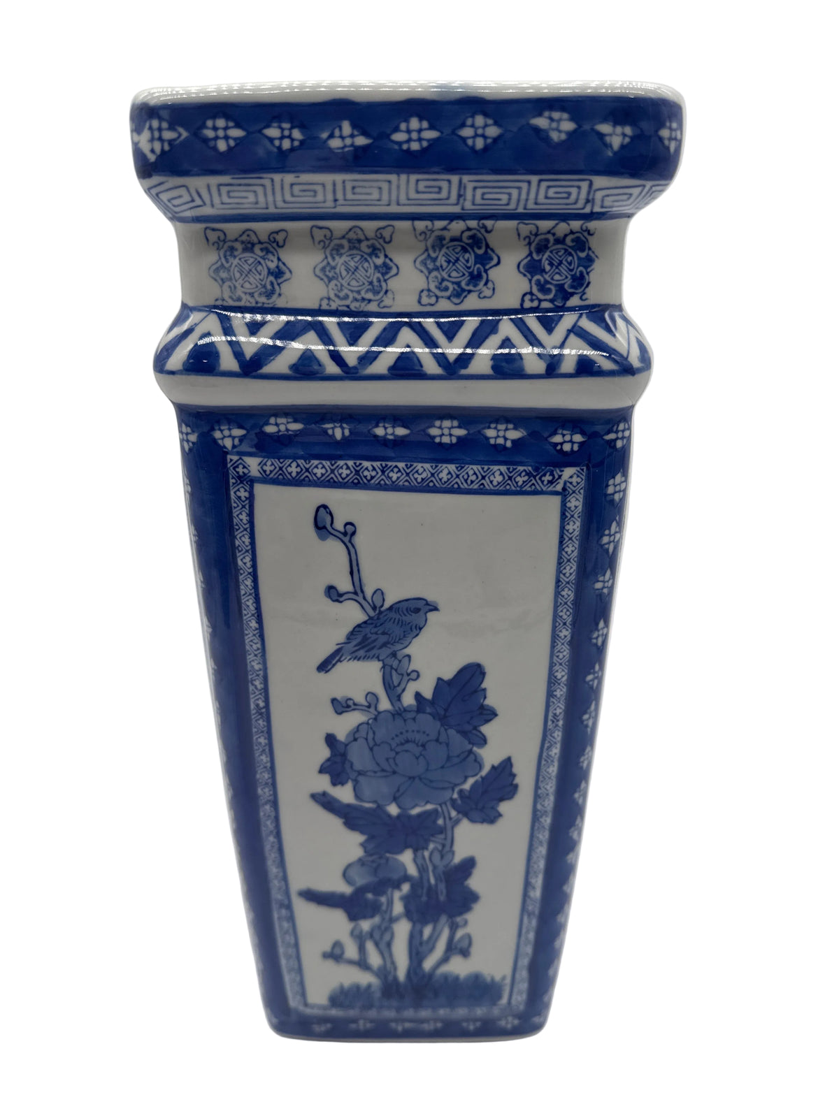 Vintage Chinese Blue and White Tall Vase