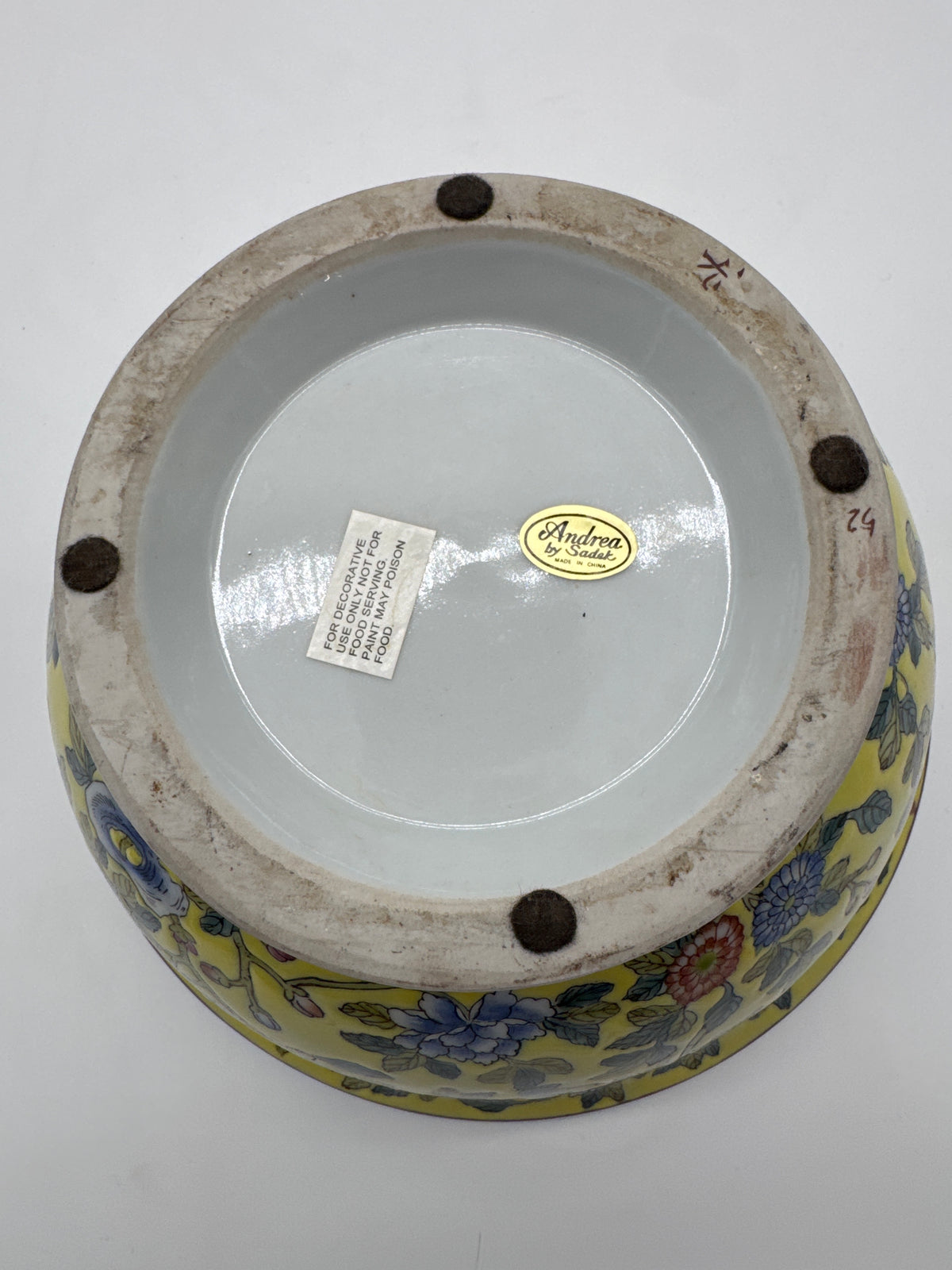 Vintage Andrea by Sadek Yellow Famille Jaune Porcelain Bowl