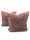 Rose Pink Velvet Leopard Double Sided Print Pillow with Insert 22”