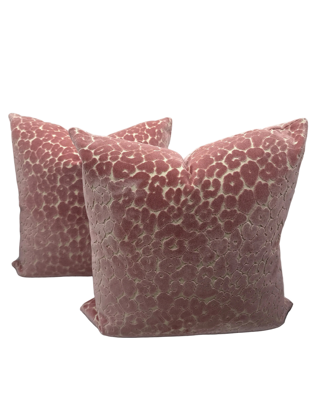 Rose Pink Velvet Leopard Double Sided Print Pillow with Insert 22”