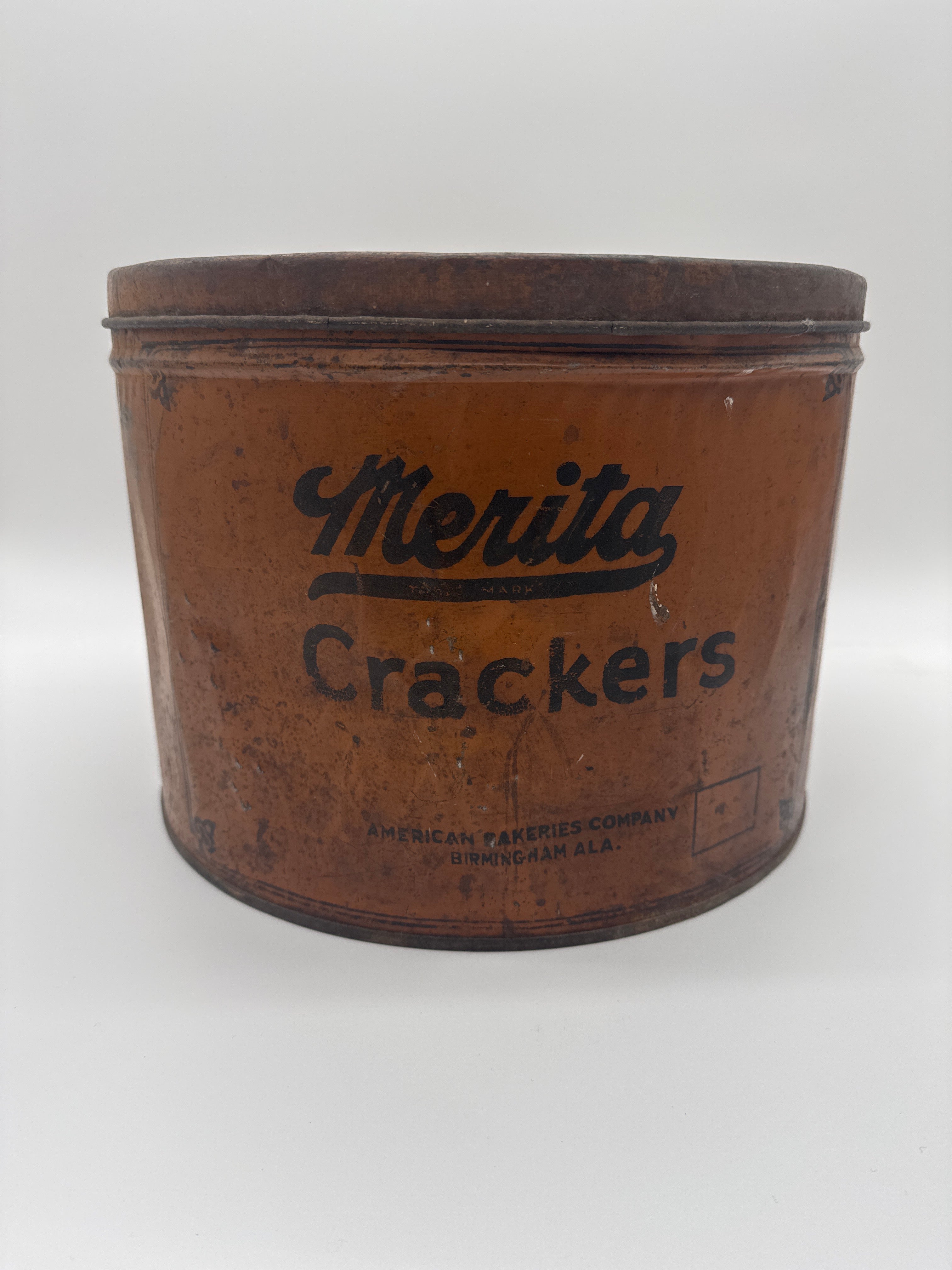 RARE Vintage Merita Crackers American Bakeries Company Birmingham, AL Large Tin with Lid