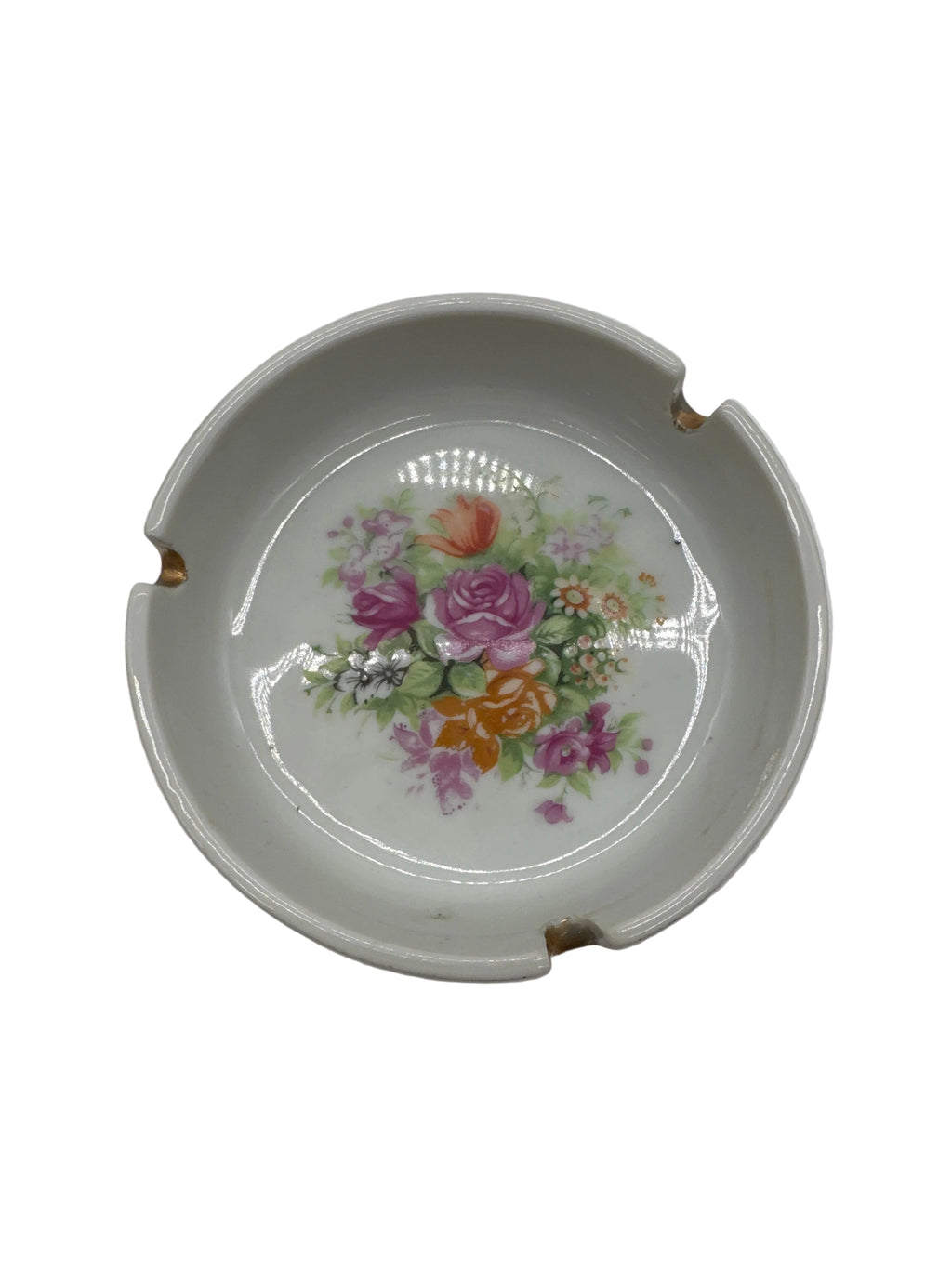 Vintage “Made in Japan” White Porcelain Floral Ashtray