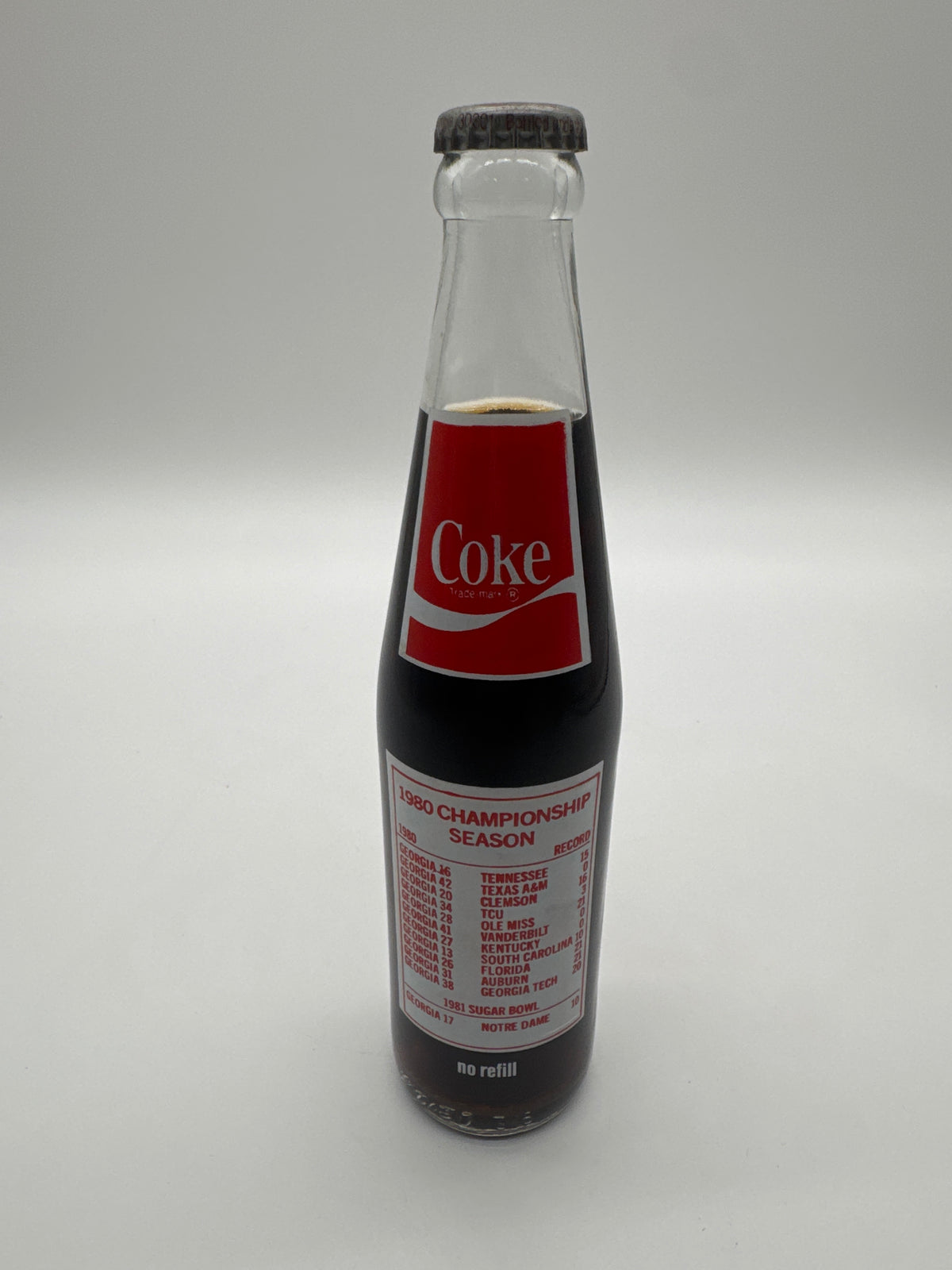 1980 Georgia Bulldogs National Champions Coca-Cola Bottle 10 oz