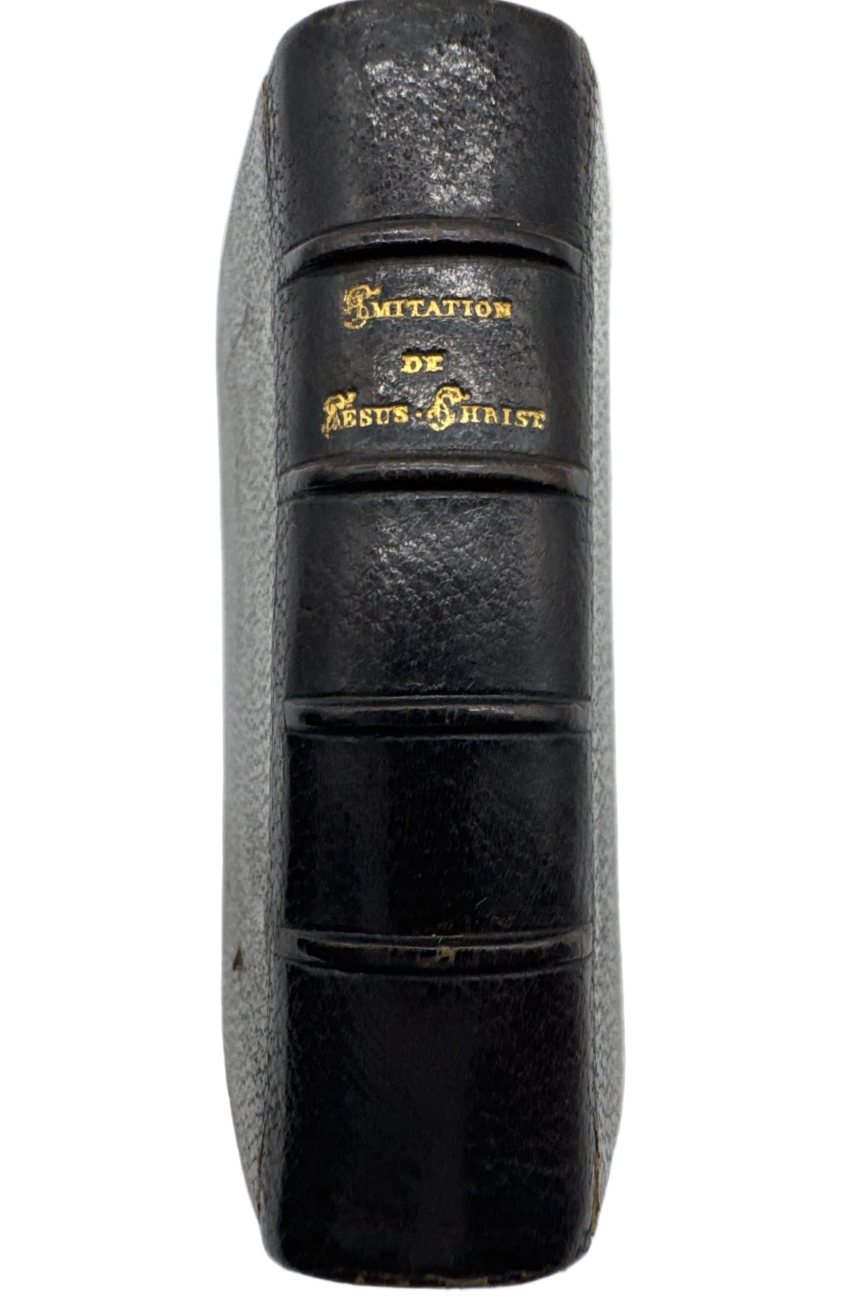 1886 Antique Miniature Leather Bound Pocket Edition Imitation of Jesus Christ, French “L’Imitation de Jesus-Christ” No. 300-3”H