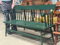 Vintage Wooden Spindle Back Green Painted Windsor Deacon’s Bench