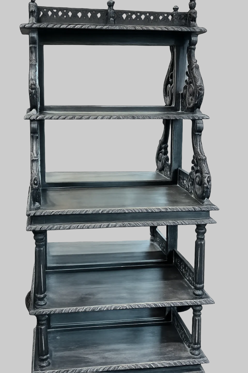 Regency Mirrored Black Resin Wood Shelf