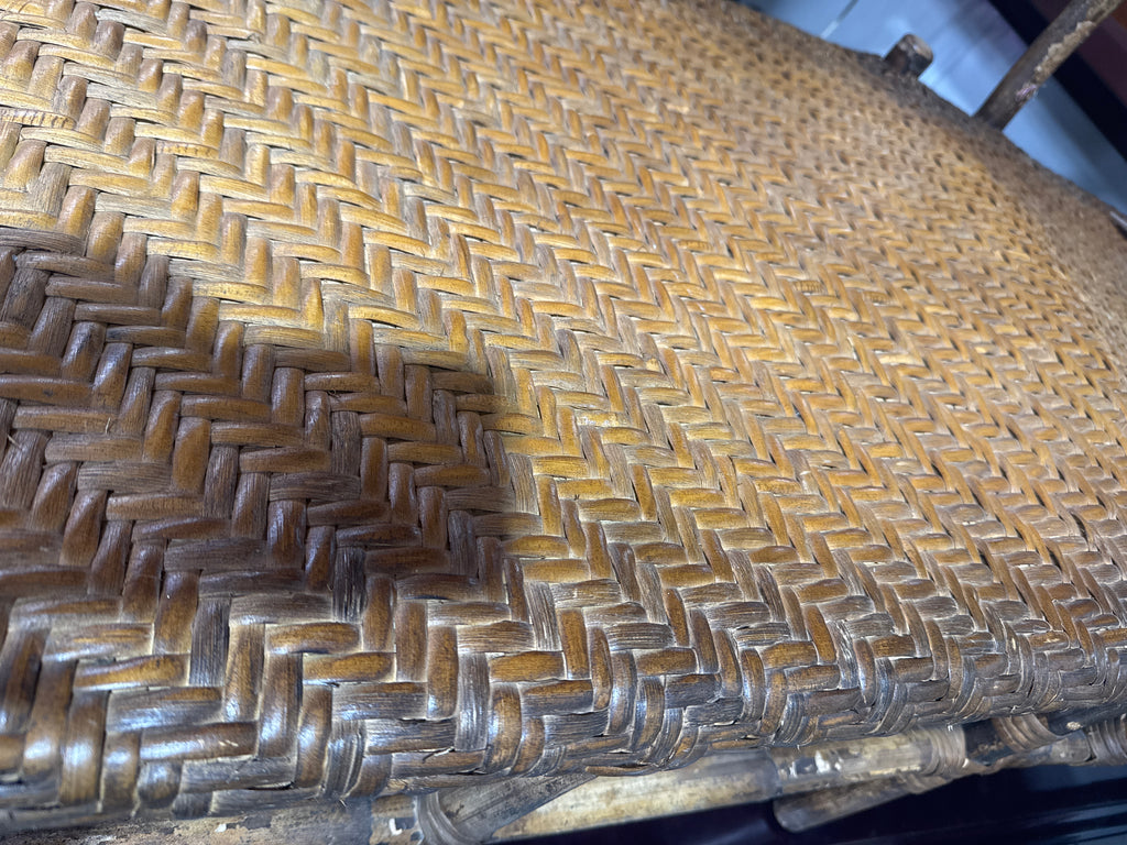 Vintage French Wicker & Bamboo Chaise Lounge