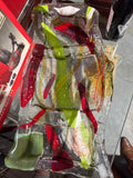 Fused Glass Red & Green Divided Serving Platter