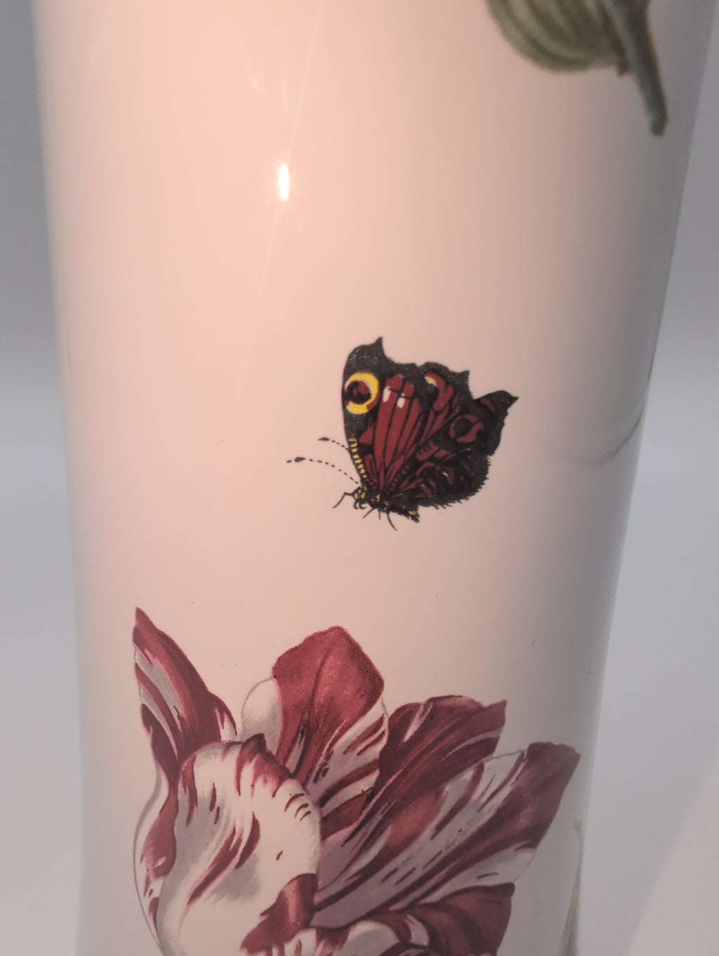 11"H Vintage Metropolitan Museum of Art Trumpet Shaped Vase with Tulip Design Made in Portugal