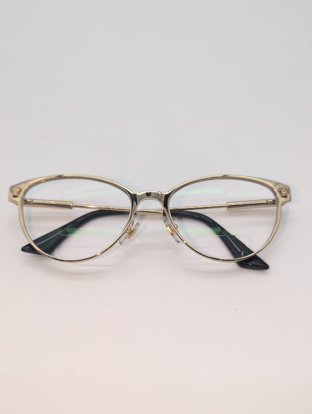 Versace Rose Gold Cat Eye Reading Glasses, Model VE1277, with Case. Bifocal Lenses of Unknown Prescription