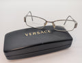Versace, Model 1117-B 1013, Rectangular Glasses with Bronze Metal Frames and Crystal Accents