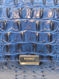 Brahmin "Margo" Crossbody Purse with Blue Embossed Leather and Gold Toned Hardware