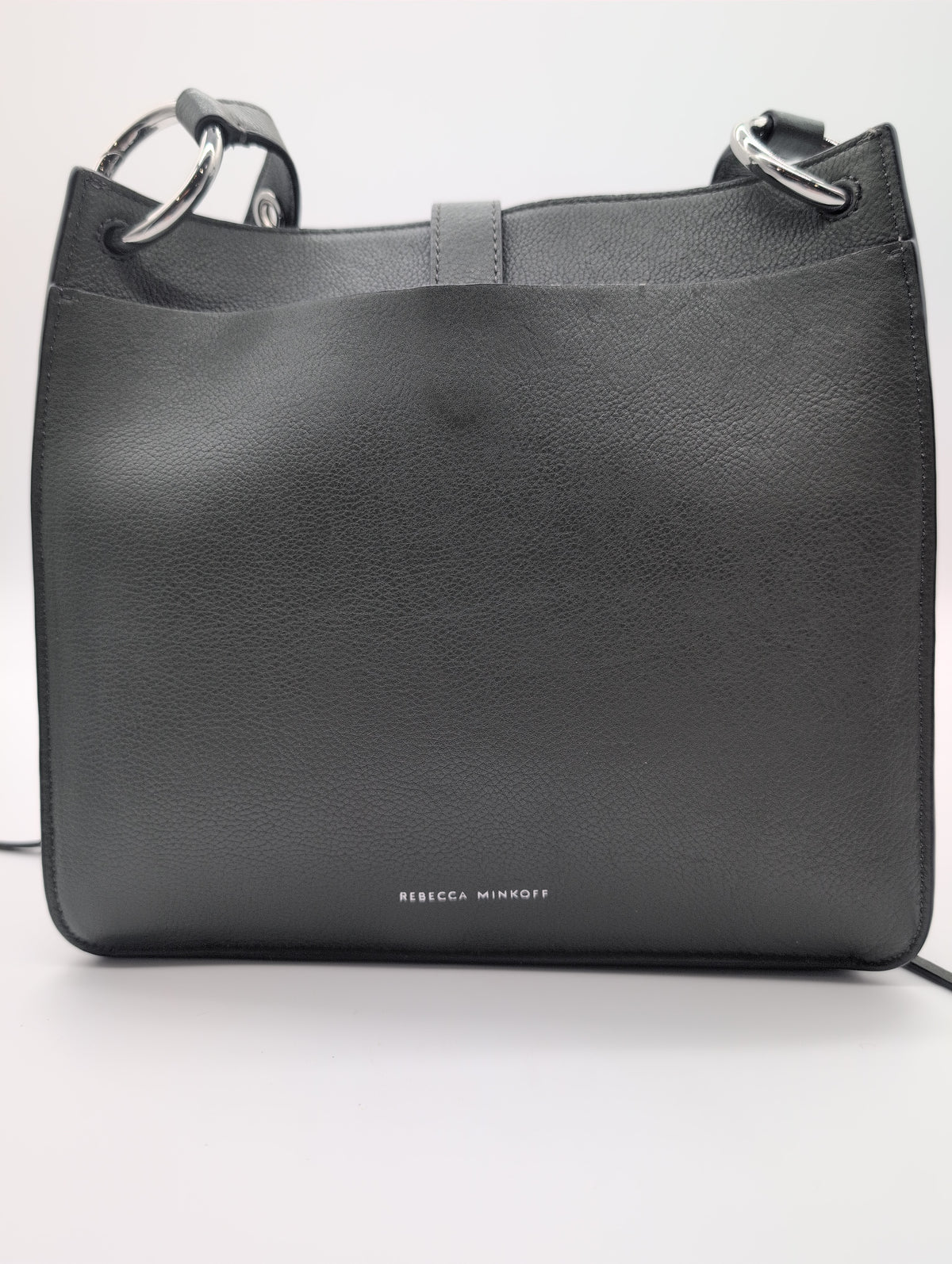 Rebecca Minkoff "Megan" Leather Crossbody Feed Bag in Olive Green with Silver Toned Hardware