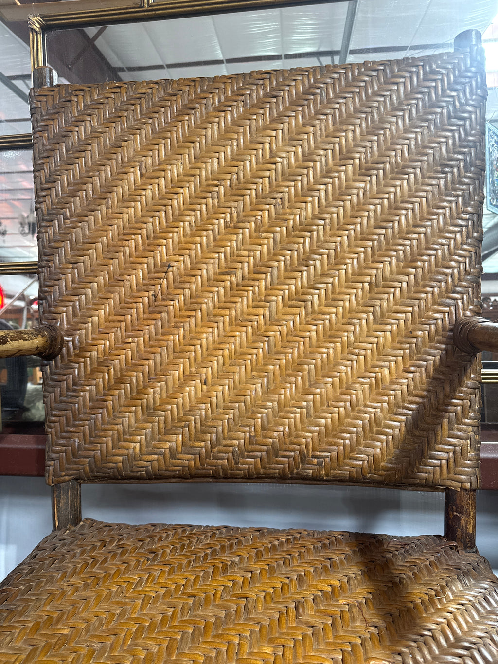 Vintage French Wicker & Bamboo Chaise Lounge
