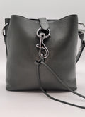 Rebecca Minkoff "Megan" Leather Crossbody Feed Bag in Olive Green with Silver Toned Hardware