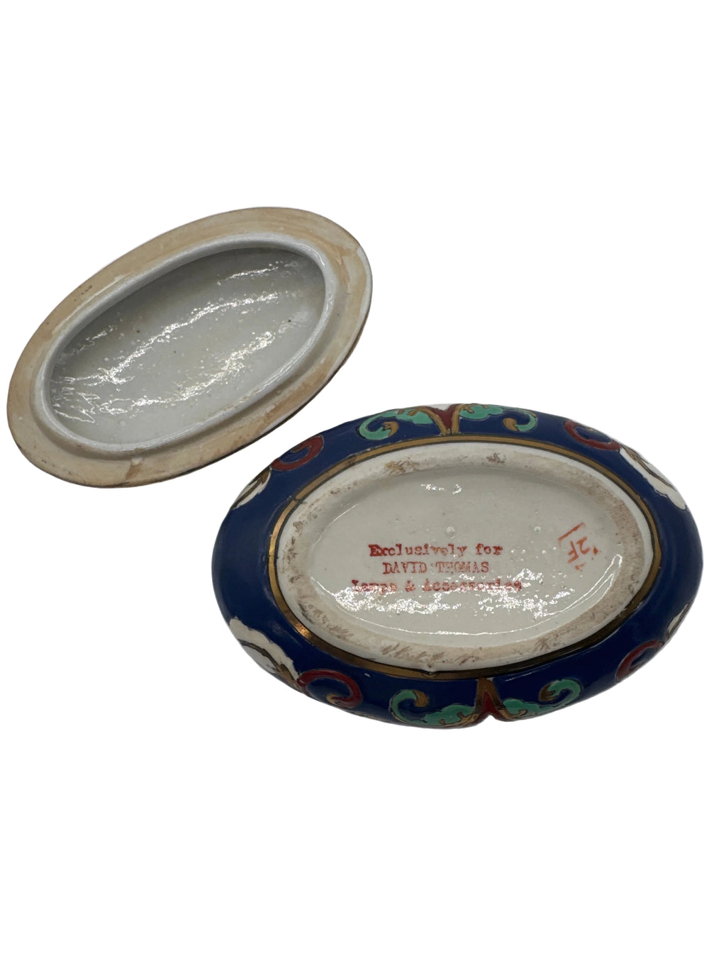 Vintage David Thomas Lamps & Accessories Hand Painted Porcelain Trinket Box