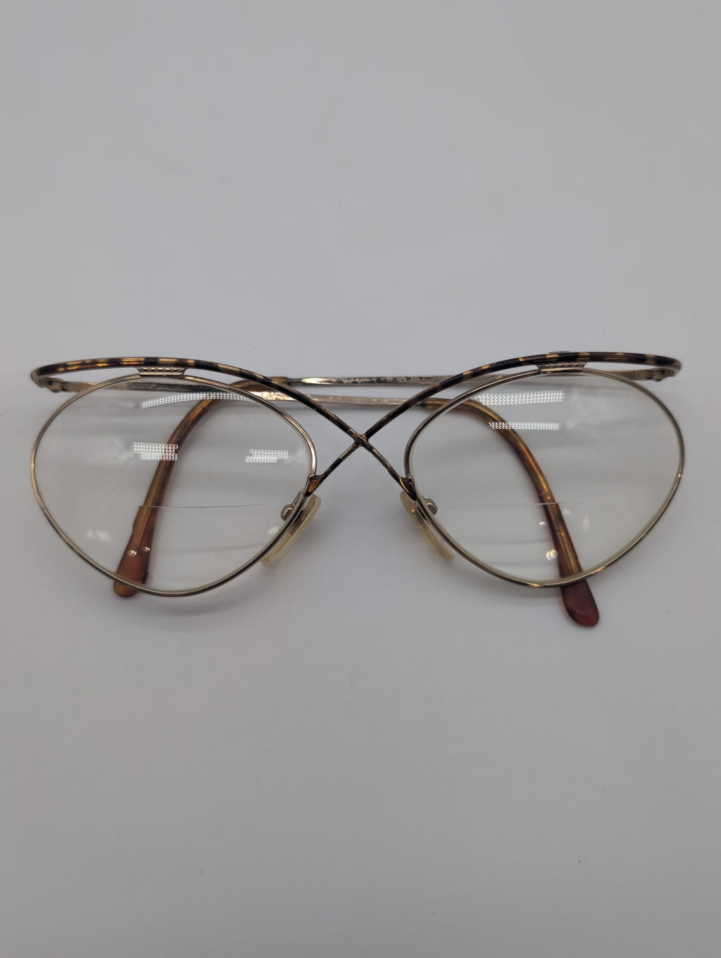 Vintage Casanova Style Glasses with Gold and Tortoise Shell Frames. Bifocal Lenses with Unknown Prescription.