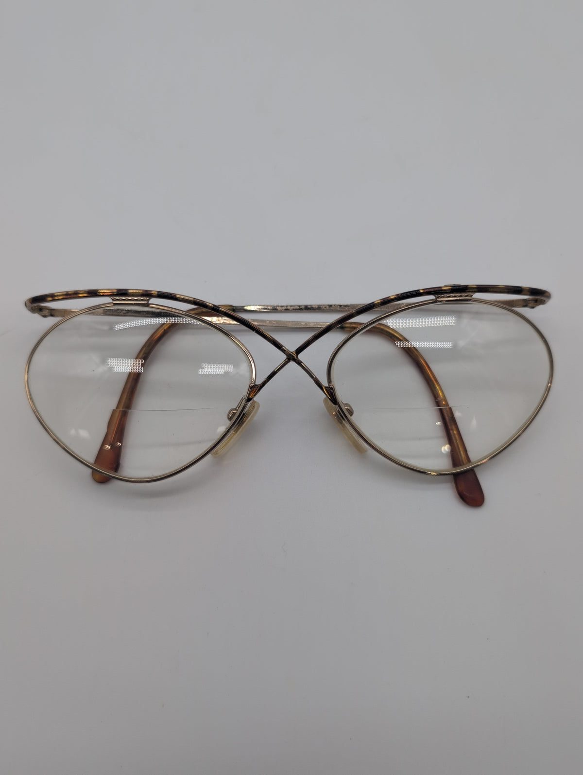 Vintage Casanova Style Glasses with Gold and Tortoise Shell Frames. Bifocal Lenses with Unknown Prescription.