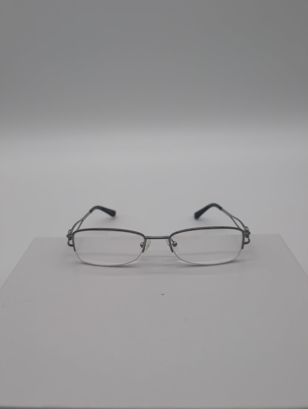 Vogue, Model VO 3929, Silver Toned Half-Rimmed Rectangular Frames with Rhinestone Detail, Unknown Prescription Lense Strength