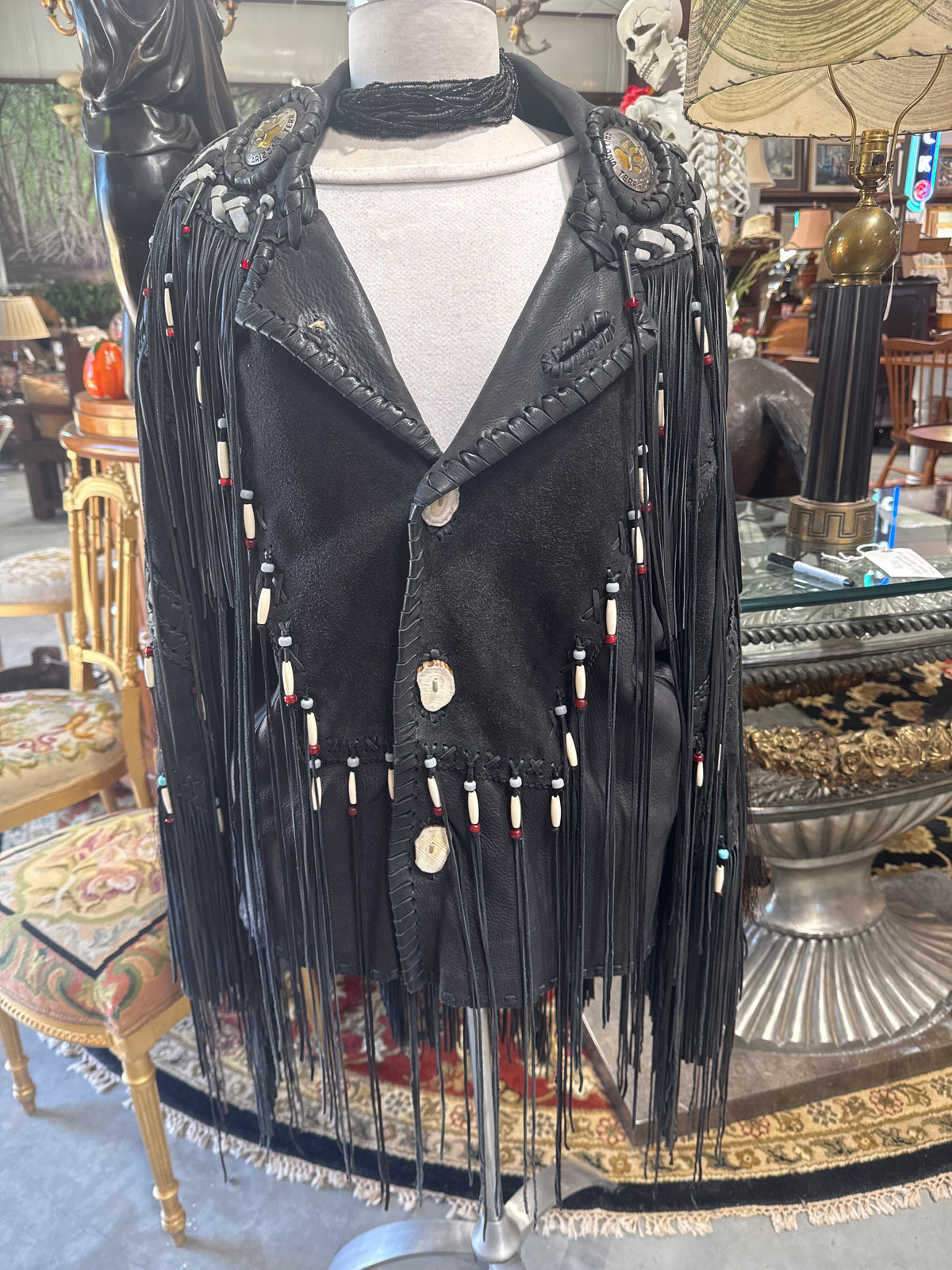 Black Leather Western-Style Jacket "Fort Grizzly” Arizona