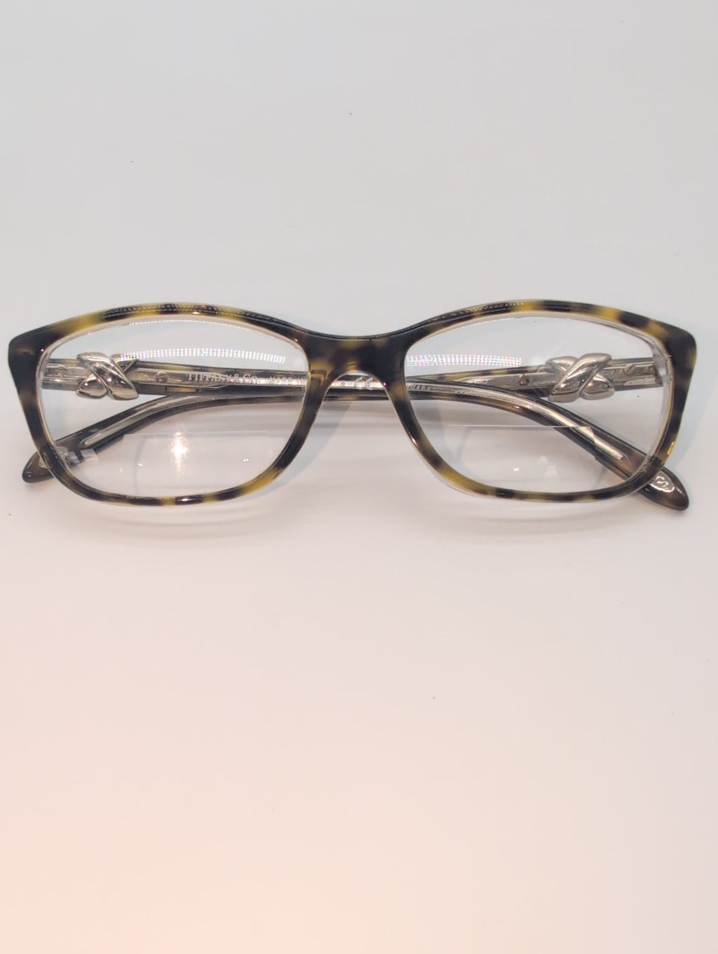 Tiffany and Co. Model TF2074 8155, Blonde Havana/Gold Tortoise Shell Reading Glasses with Case. Bifocal Lenses with Unknown Prescription.