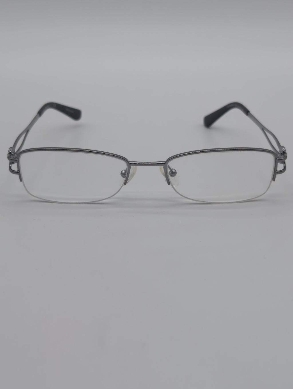 Vogue, Model VO 3929, Silver Toned Half-Rimmed Rectangular Frames with Rhinestone Detail, Unknown Prescription Lense Strength